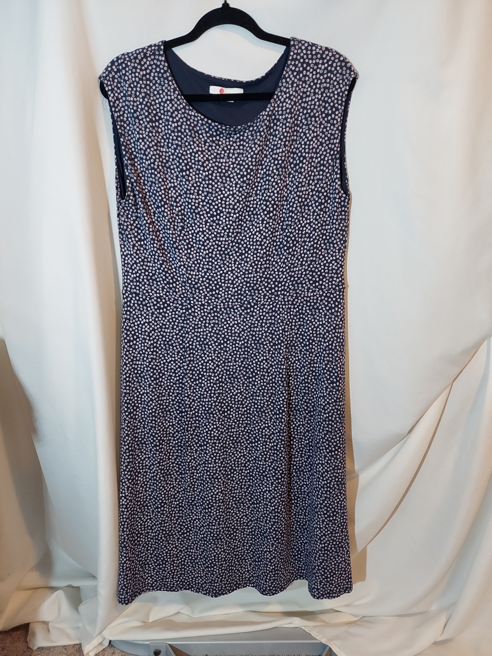 Boden Navy Blue Ditzy Floral Marina Jersey Dress Sleeveless Size 14